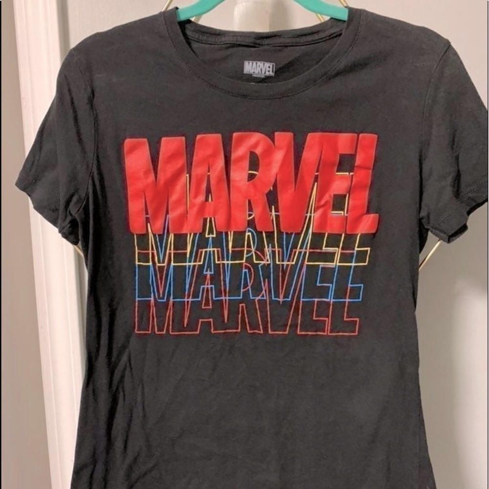Marvel black short sleeve crew neck t-shirt 100% Cotton size ladies Medium